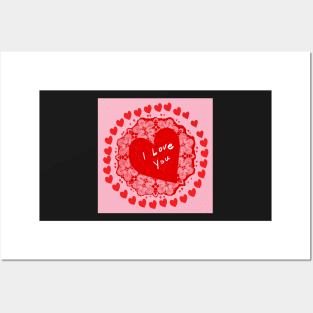 Lace I Love You Heart Circle Posters and Art